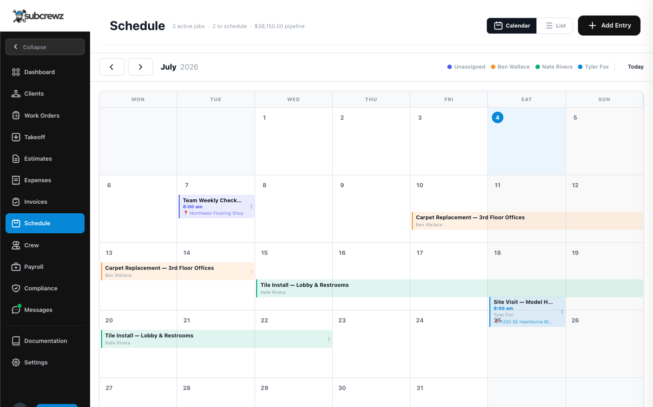Scheduling calendar